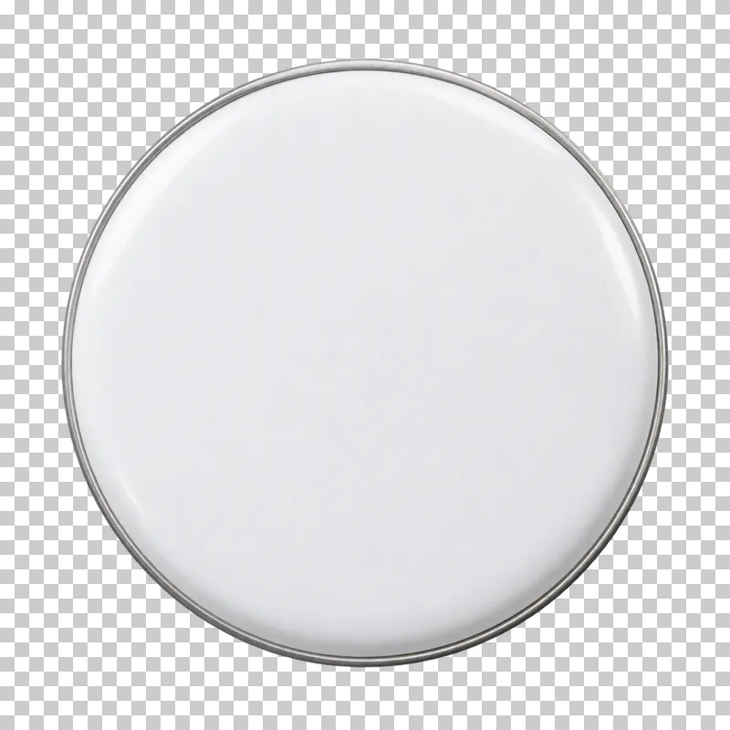 Round white pin badge shown directly from the front, with a narrow light gray metal rim and blank disc.
