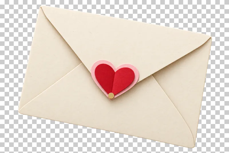 A closed paper envelope decorated with a heart.