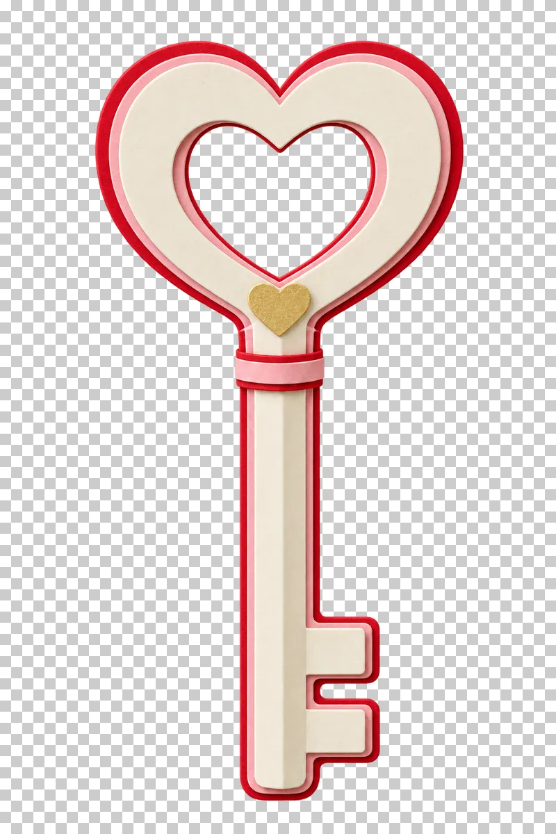 A decorative paper key matching the paper padlock.
