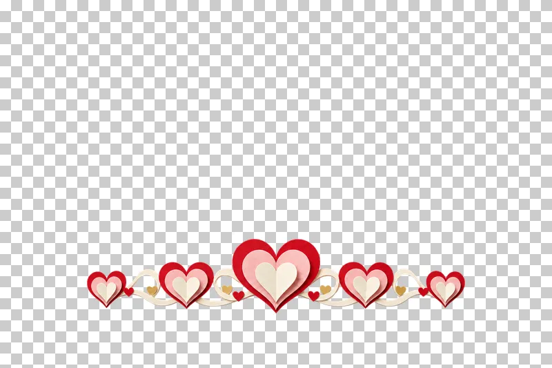 A low horizontal band of paper hearts with transparent space above.