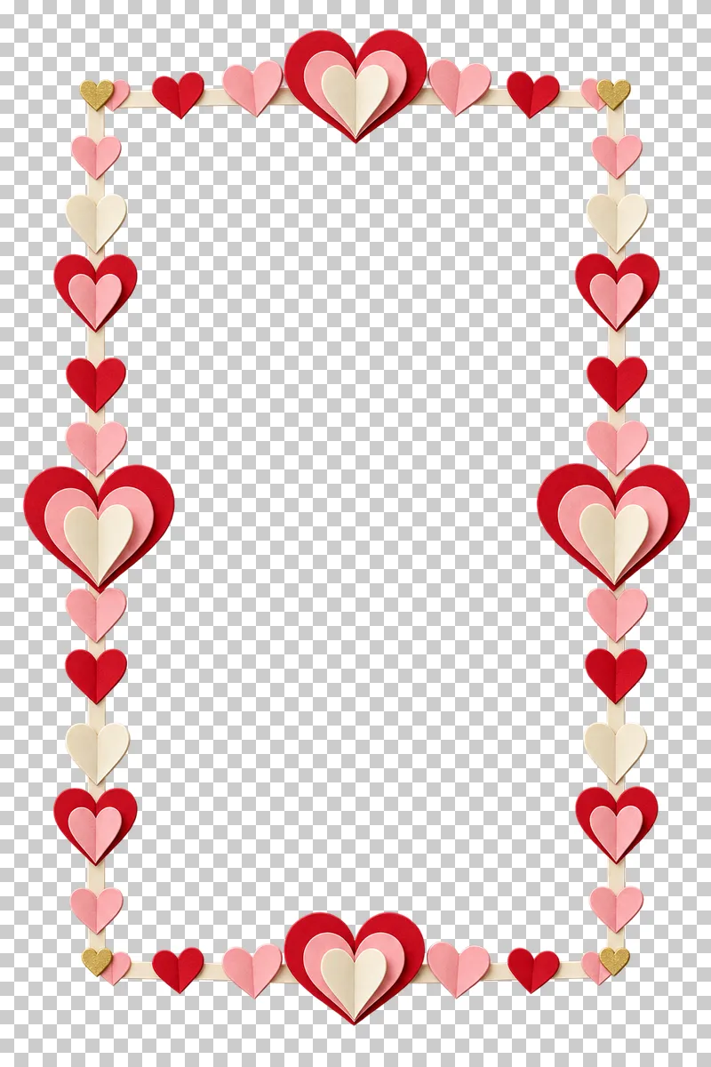 A tall paper heart frame with a transparent interior.