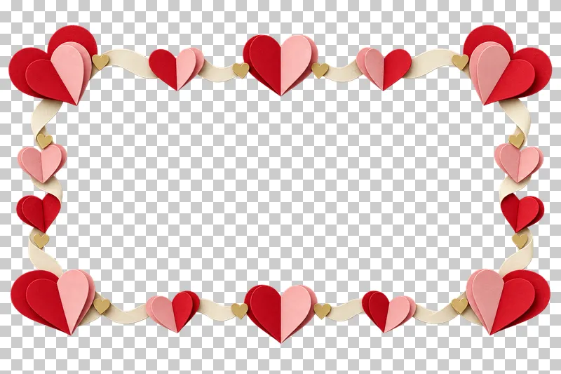 A wide horizontal paper heart frame with a transparent interior.