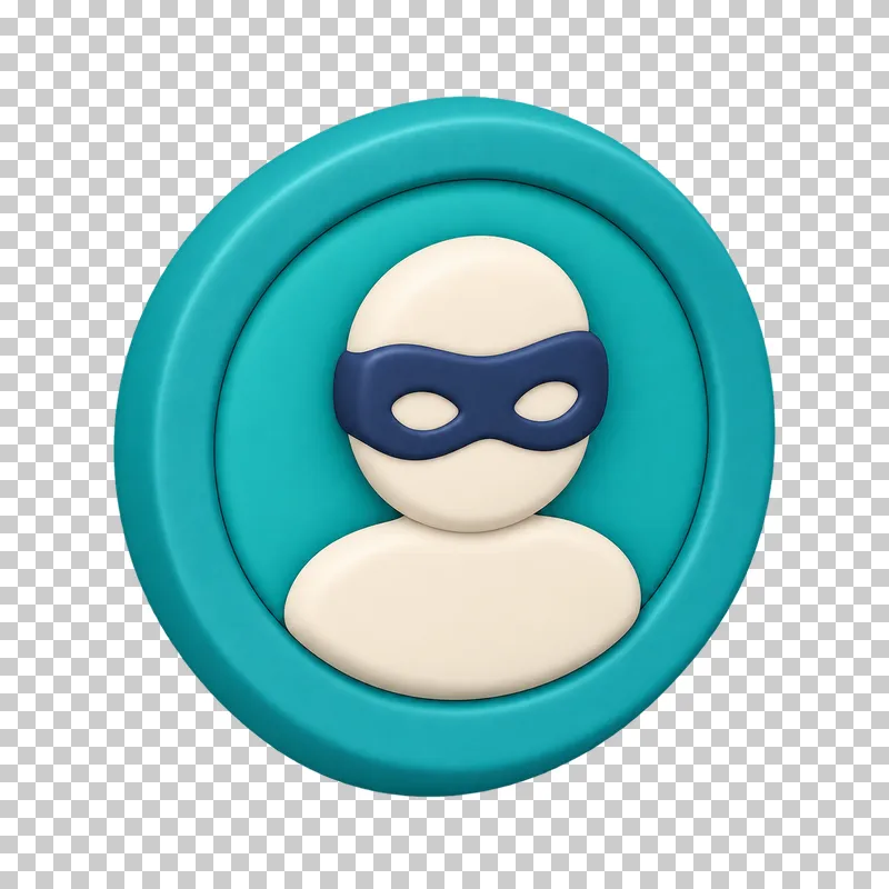 A teal 3D user profile badge with a cream figure wearing a navy eye mask.