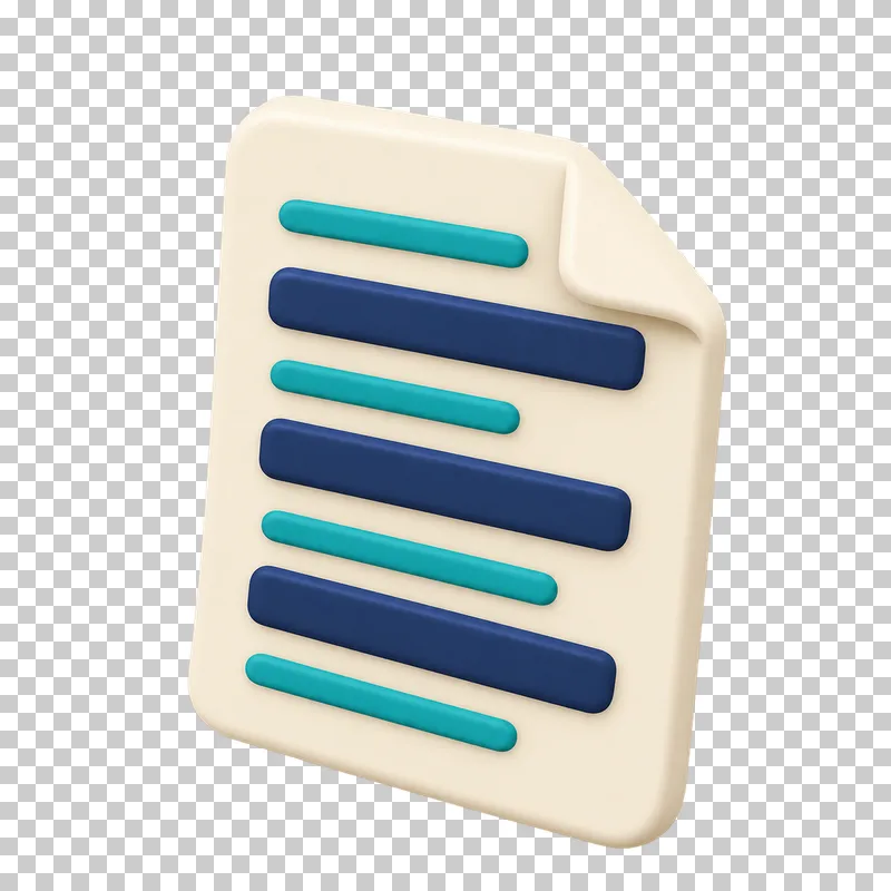 A cream 3D document with lines hidden under navy redaction bars.