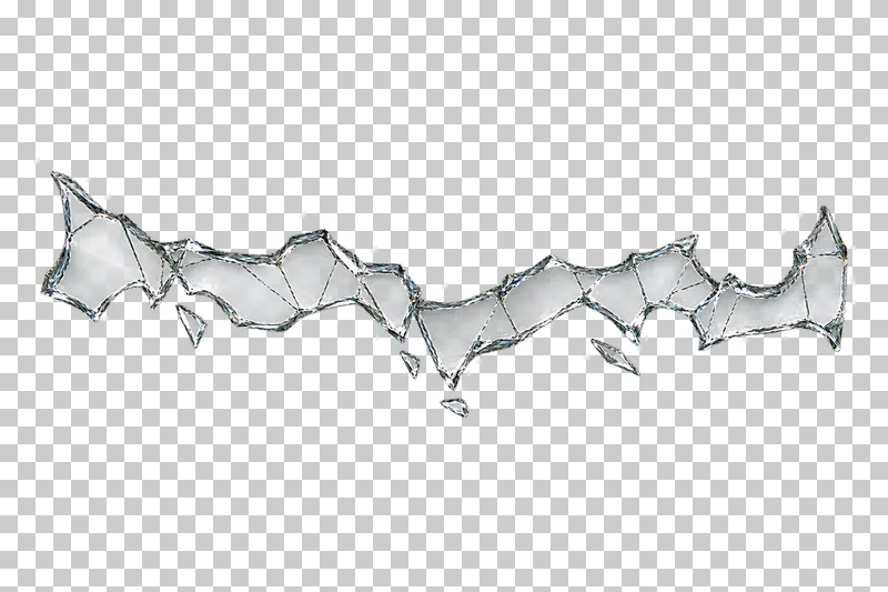 Clear broken glass: a continuous horizontal glass band ending in an uneven broken contour with short teeth.