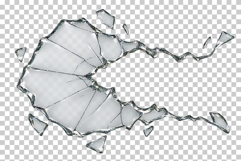 Clear broken glass: an irregular deep notch opening from one side into the pane, with no glass across its mouth.