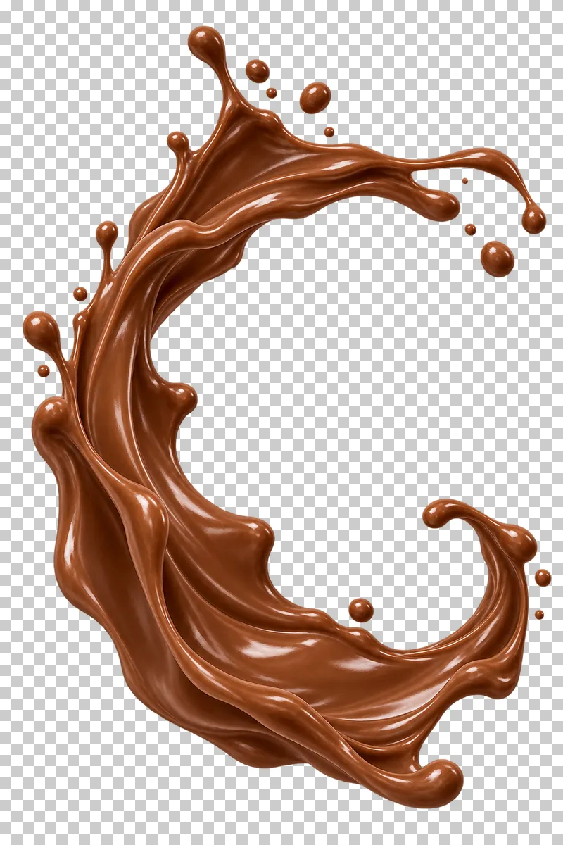 A tall C-shaped chocolate ribbon with an open center and separate ends.
