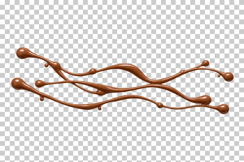 Thin connected chocolate drizzle strands with small rounded beads.