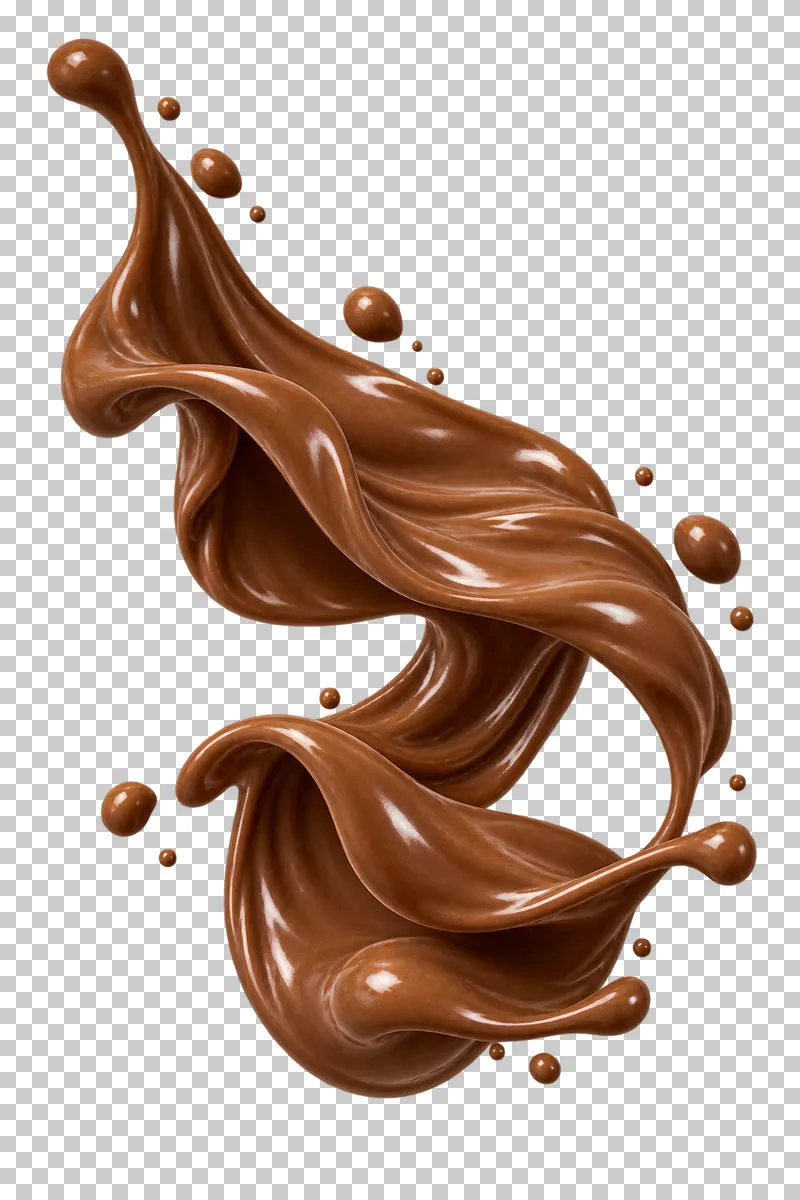 A tall cascading chocolate sheet folded into several rounded layers.