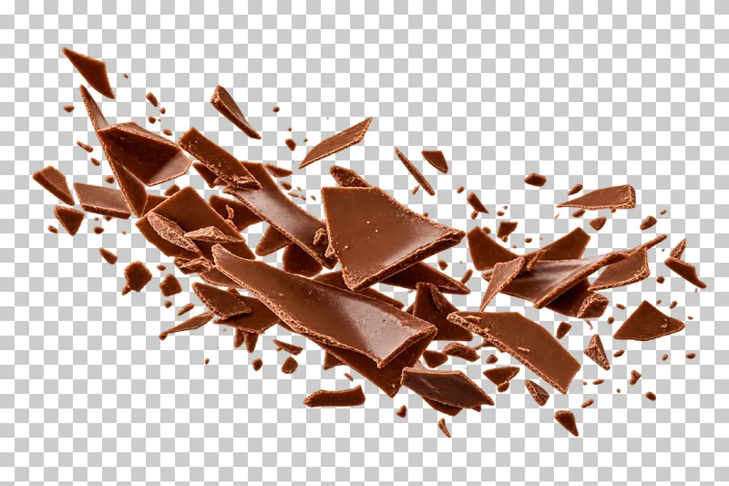 A loose portion of thin angular chocolate flakes and small broken fragments.