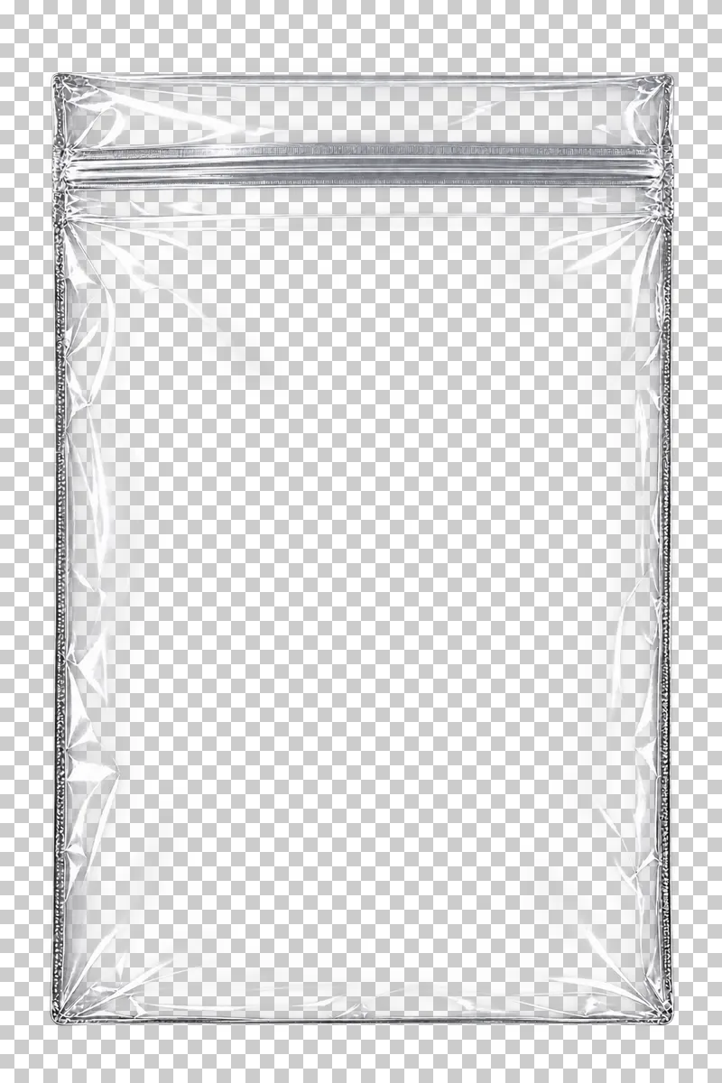 An empty clear pouch with a press-to-close zipper and welded sides.