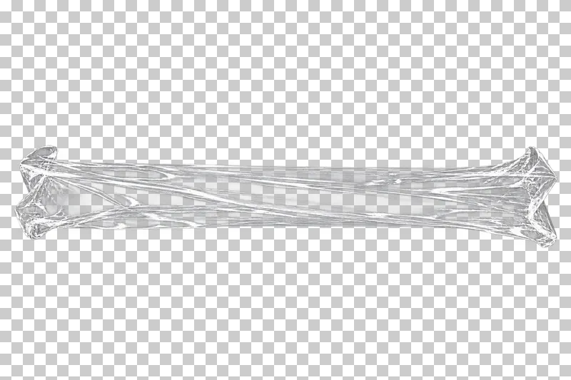 A stretched clear cling-film band with longitudinal wrinkles and loose ends.