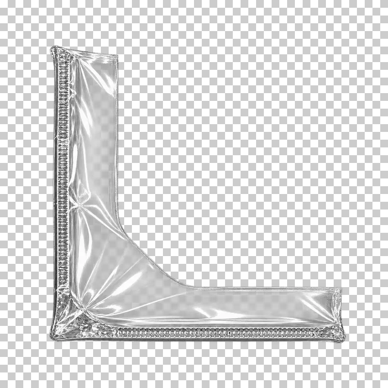 A continuous L-shaped heat-sealed plastic corner joint with an attached film flange.
