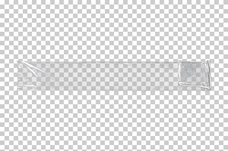 A clear tape strip with a small flat double-layer pull tab folded at its right end.