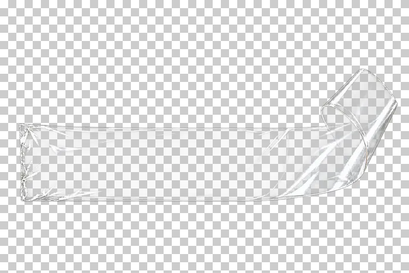 A clear tape strip with a flat left region and a continuously lifted right curl.