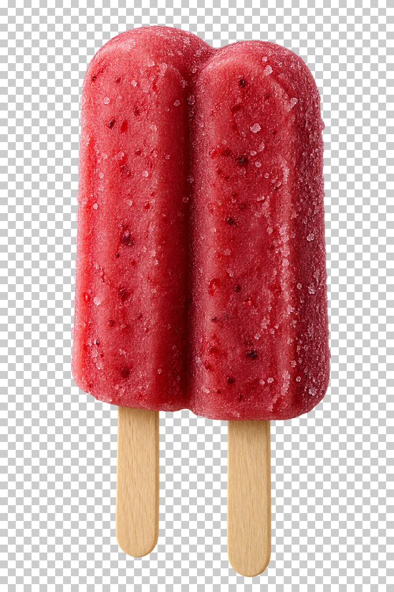 A twin-stick ice pop with two joined frozen portions.
