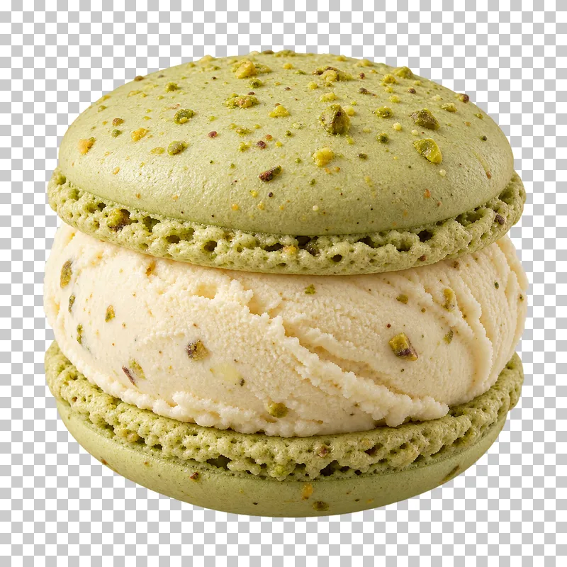 An ice-cream sandwich between two macaron shells.