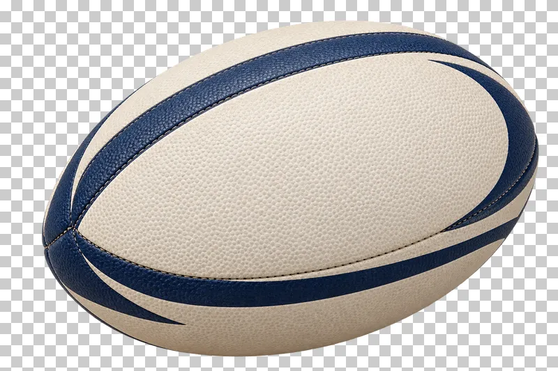 A rugby ball with a tapered oval shape.