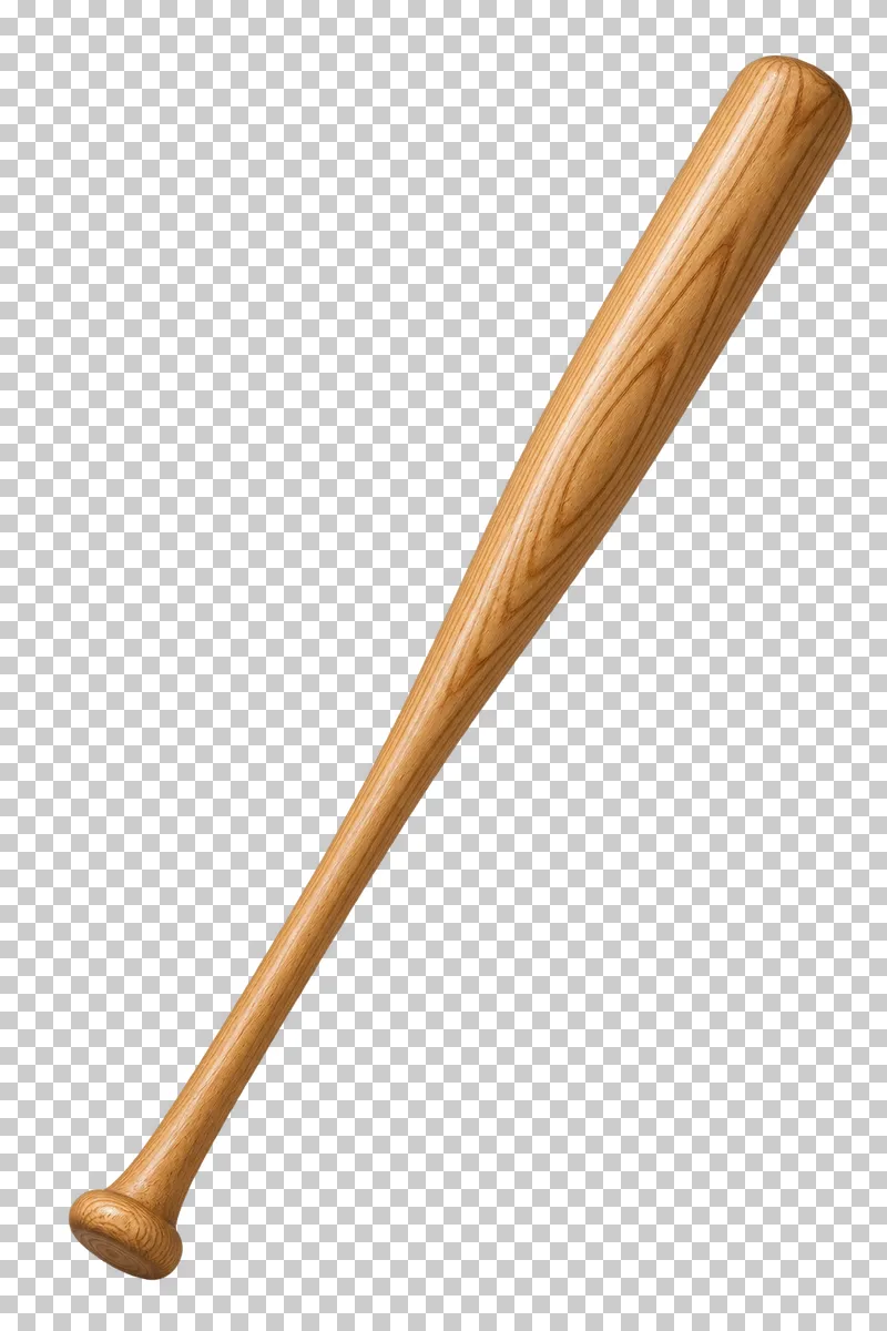 A wooden baseball bat with a narrow handle.