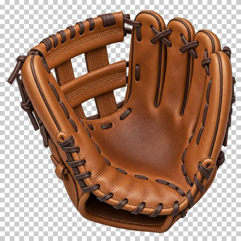 A leather baseball fielding glove with lacing and an open pocket.