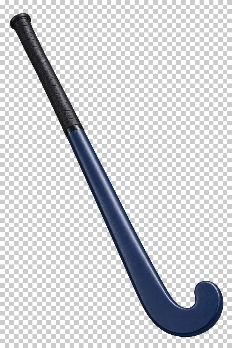 A field hockey stick with a curved hook.