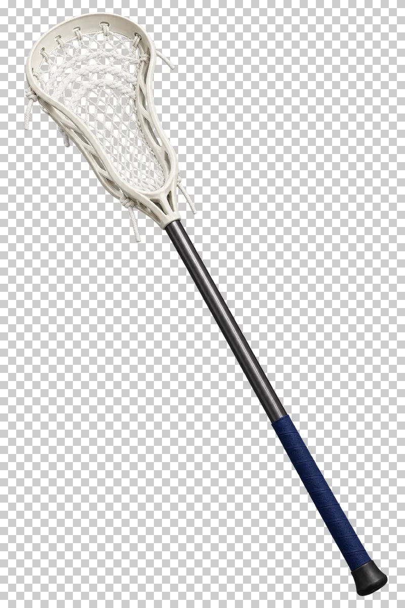 A lacrosse stick with a netted head.