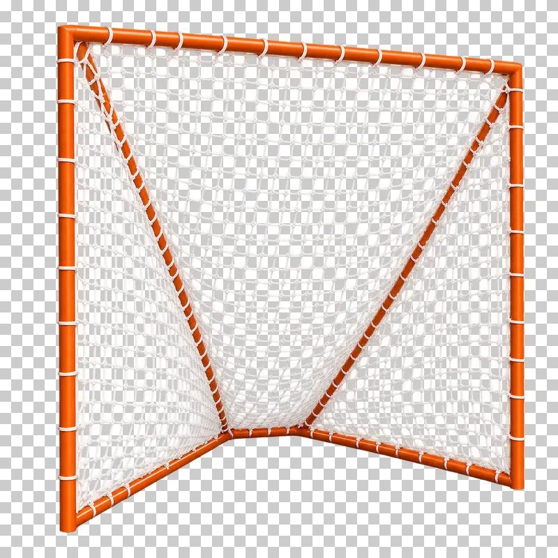 A lacrosse goal frame with a net.