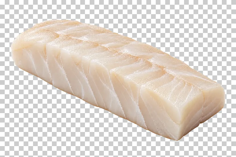 Raw cod loin, isolated on a transparent background.