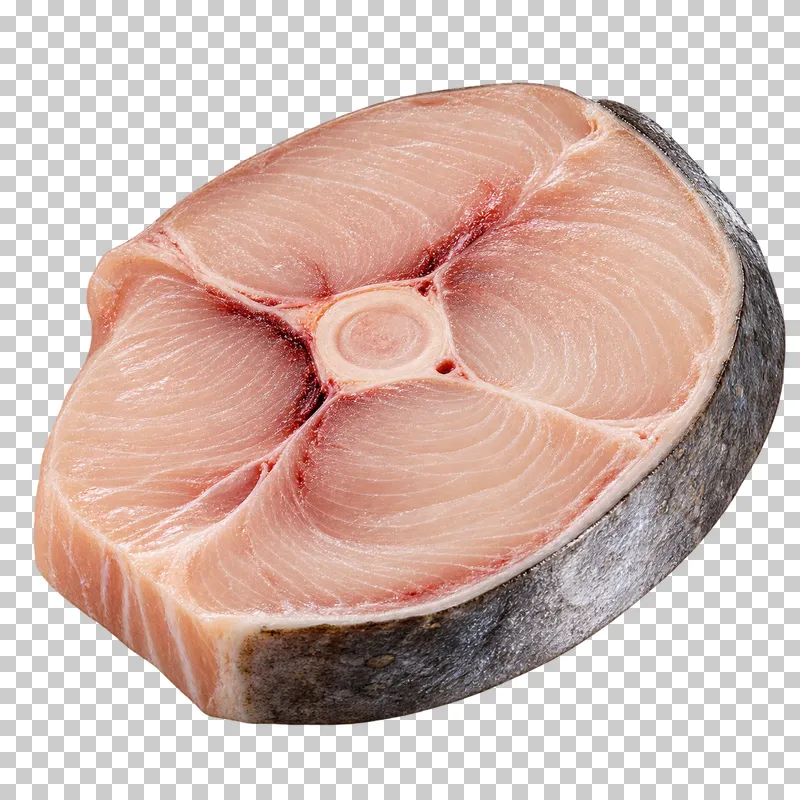 Raw swordfish steak, isolated on a transparent background.