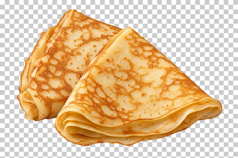 Two thin crepes folded into layered triangles.