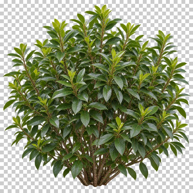Photographic cutout of cherry laurel shrub.