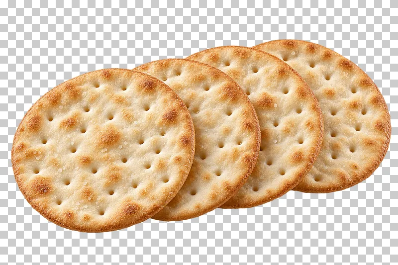 Thin round water crackers arranged in an overlapping fan.