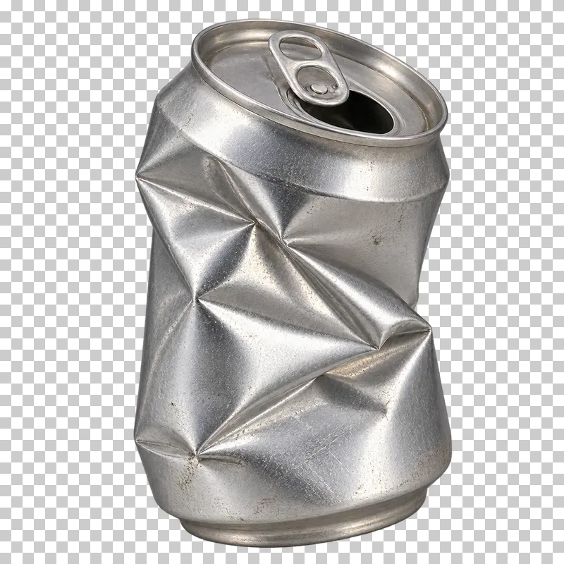 Crushed aluminum drinks can.