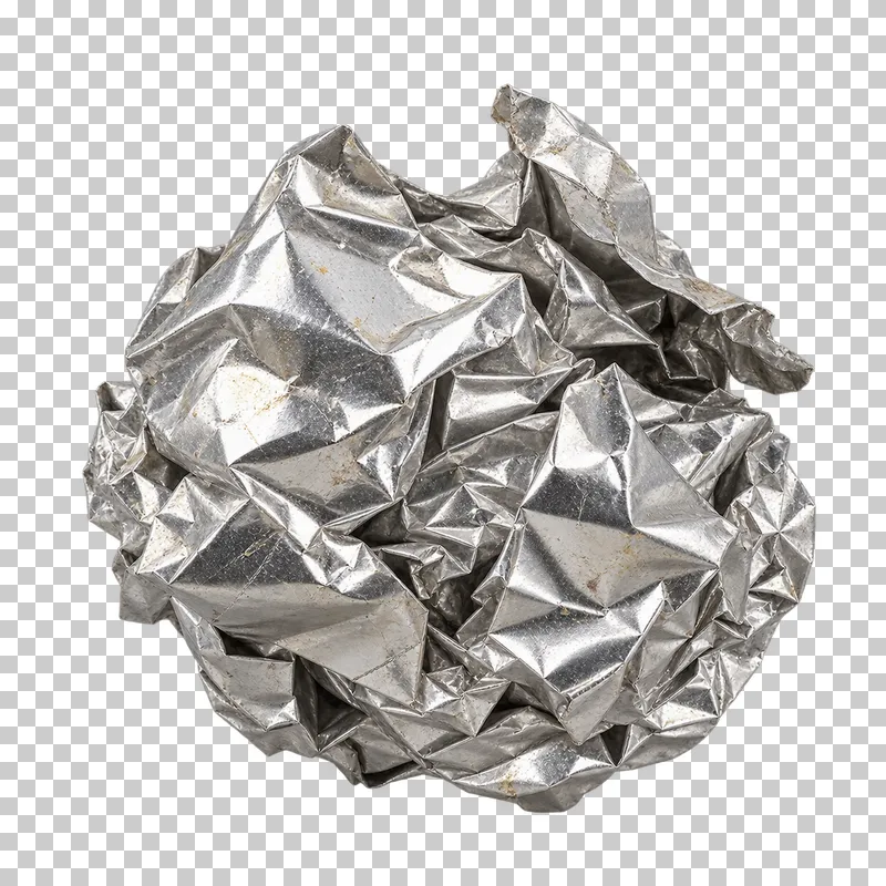 Crumpled kitchen-foil ball.