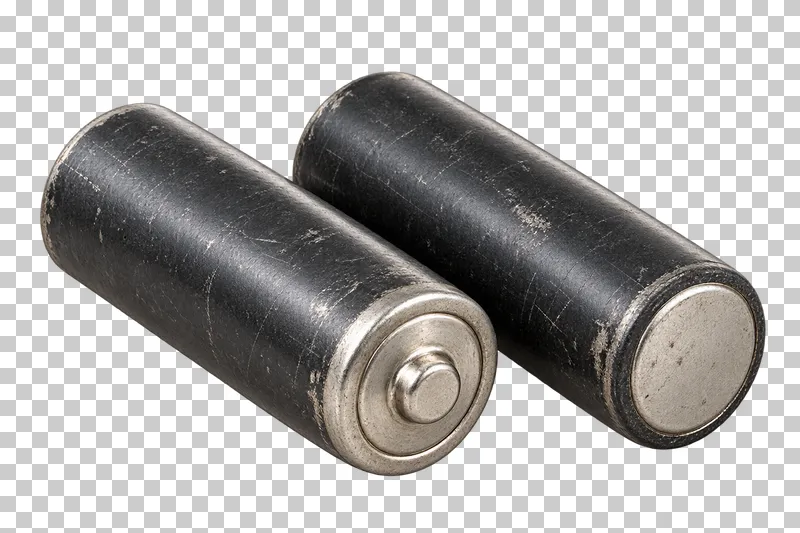 Worn unbranded AA battery pair.