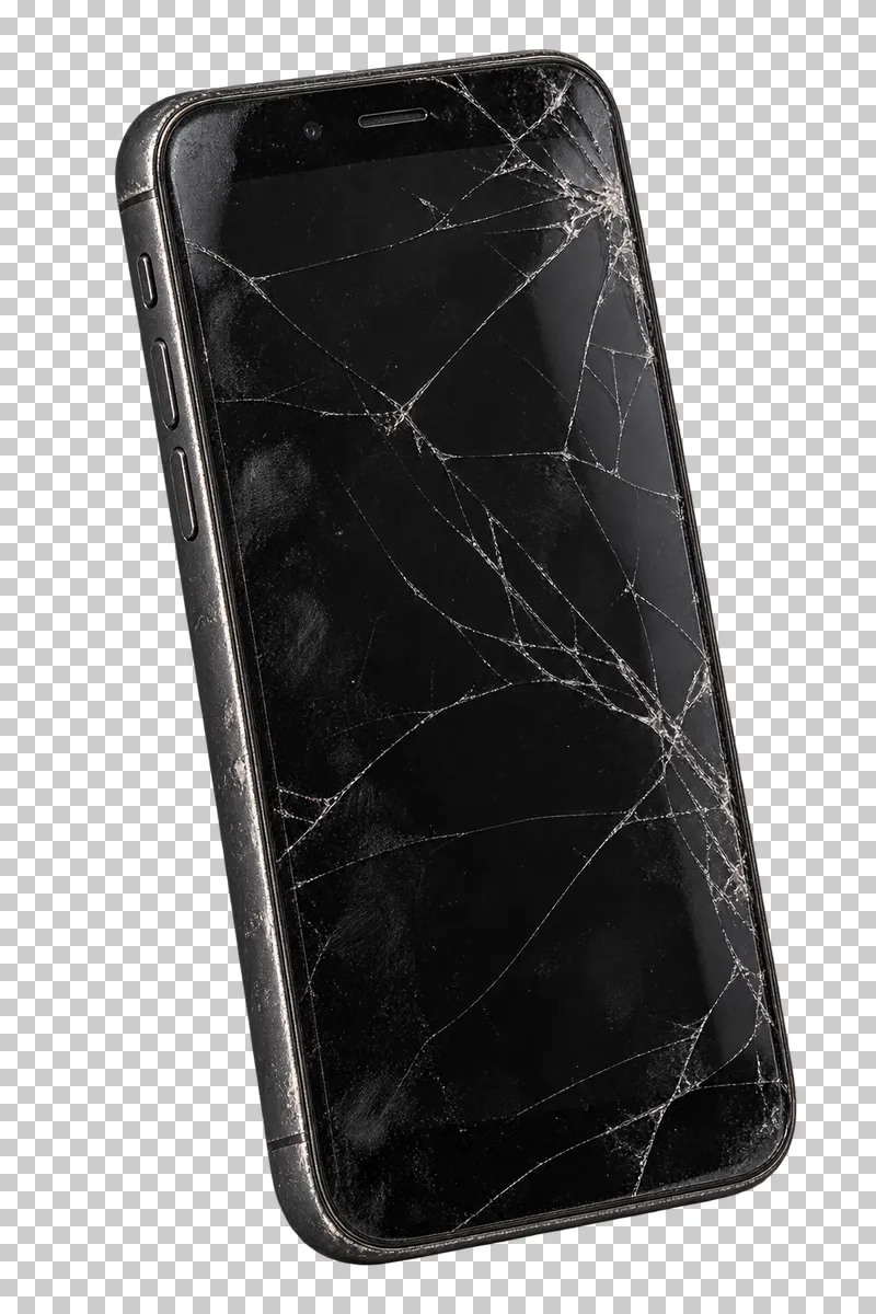 Worn smartphone with cracked screen.