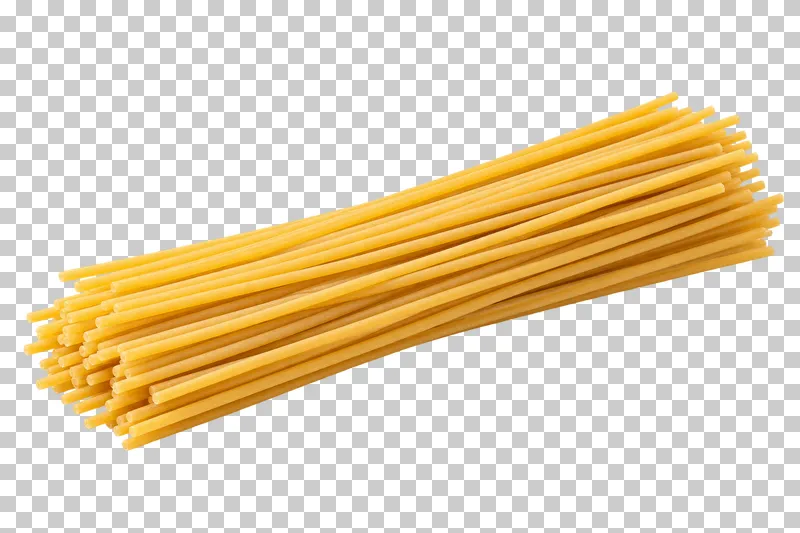 A loose bundle of dry spaghetti strands with staggered ends.