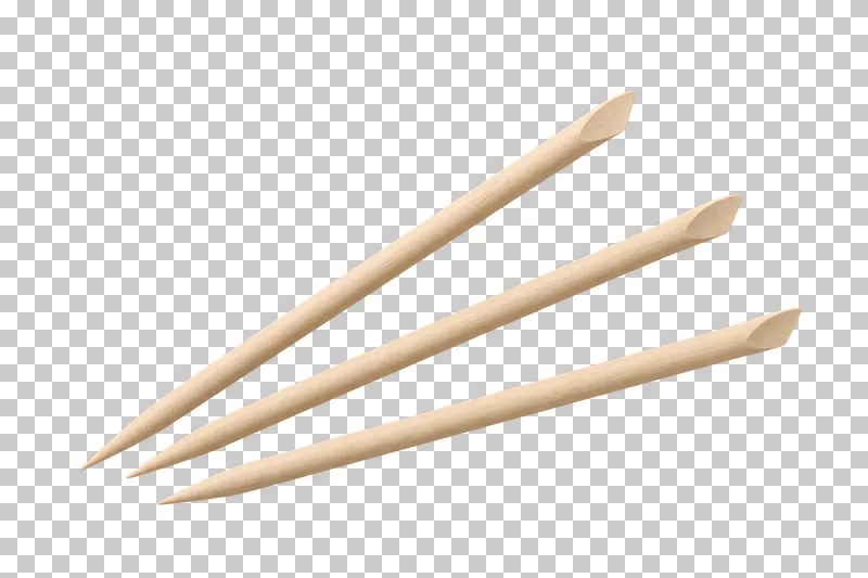 Three pointed orange-wood manicure sticks arranged in a fan.