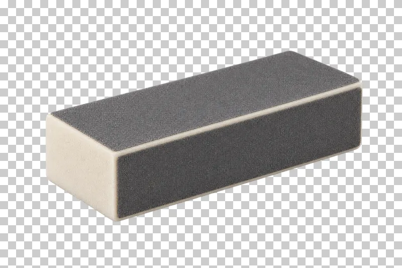 A rectangular foam buffing block with graphite abrasive faces.