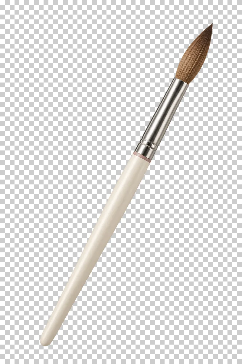 An acrylic sculpting brush with brown bristles, a steel ferrule, and an ivory handle.