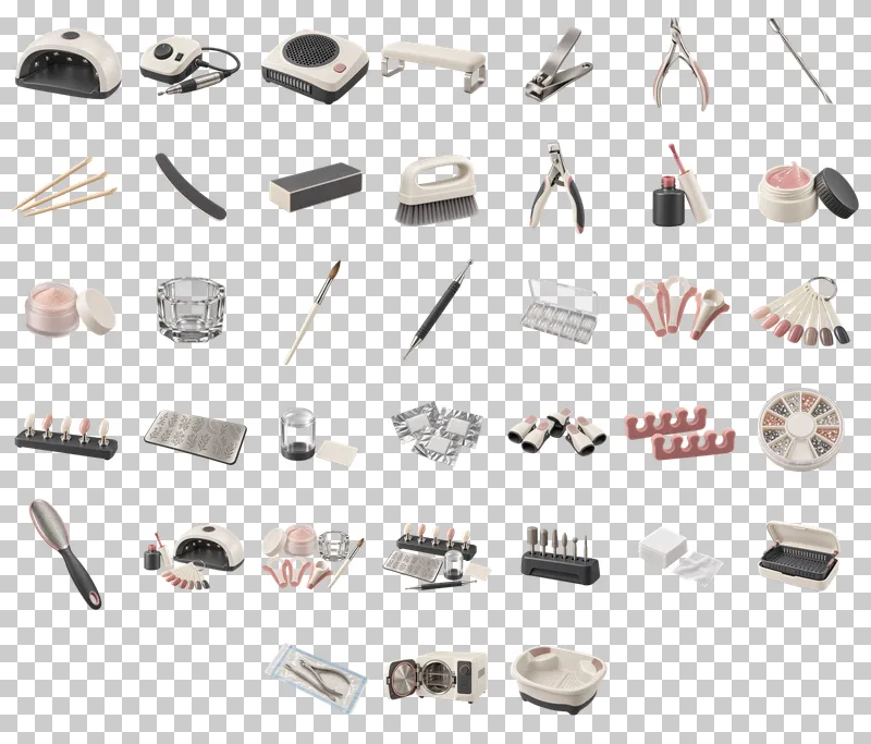 Nail Salon Equipment Photo PNG Collection: all 38 elements in one grid