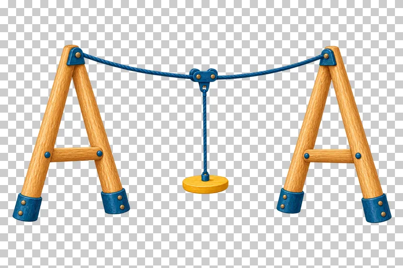 A playground zipline cable connects two matching triangular timber supports above a hanging mustard disk seat.