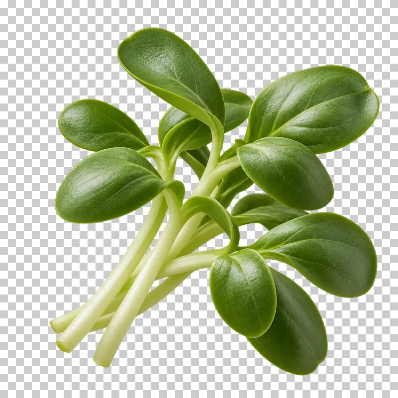 Sunflower microgreens with photographic detail, isolated on transparent background.
