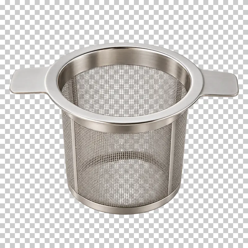 An open stainless steel basket tea infuser with two flat support arms.