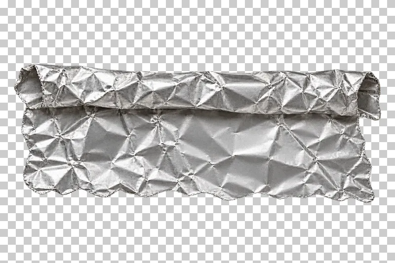 A broad silver foil edge with a continuous rolled-back lip.