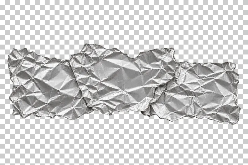 Three connected torn silver foil bands overlapping in a long layered border.