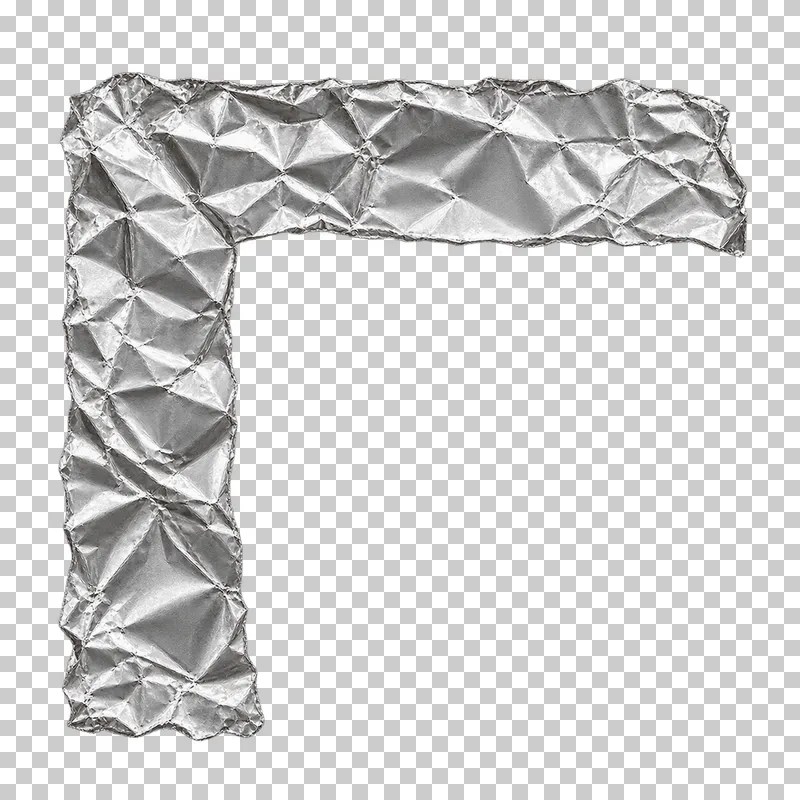 An open L-shaped silver foil corner with two broad folded arms.