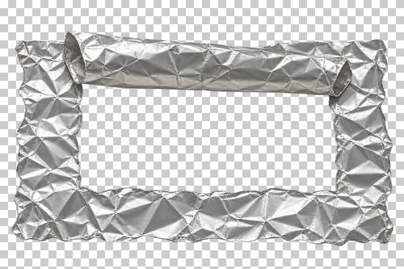 A wide silver foil sheet with an open window and attached rolled-back flap.
