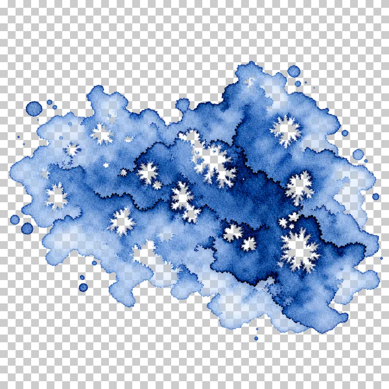 A indigo watercolor salt-textured wash with uneven translucent pigment and drying edges.