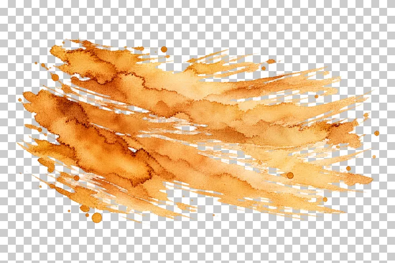 A warm ochre watercolor broken dry-brush wash with uneven translucent pigment and drying edges.